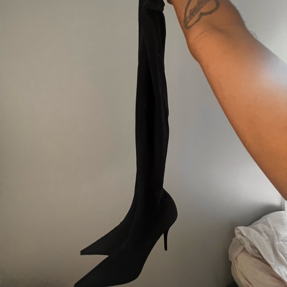 BALENCIAGA KNIFE 110mm OVER THE KNEE SPANDEX BOOT BLACK SIZE 38 WITH OG BOX - Picture 2 of 4